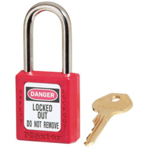 410RED 1-1/2IN WIDE RED SAFETY PADLOCK W/ 1-1/2IN SHACKLE from Master Lock
