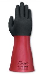 123810 #8 12IN ALPHATEC NITRILE KNIT LINED GLOVE - BLACK & BLUE from Ansell